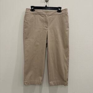 Talbots Perfect Crop Pant Women's Size 6 Beige High Waist Stretch Preppy Casual